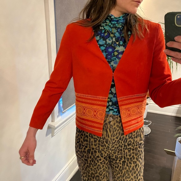 Red Cropped Blazer - Picture 4 of 6